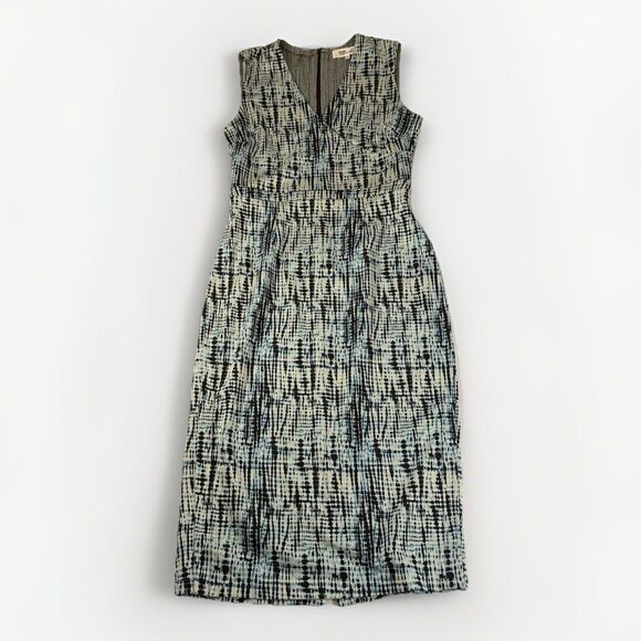Diane Von Furstenberg DVF Blue Abstract Sheath Dress Size 10 Made in Portugal - Picture 1 of 15
